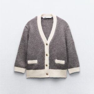 Cropped Cardigan (grey/beige)